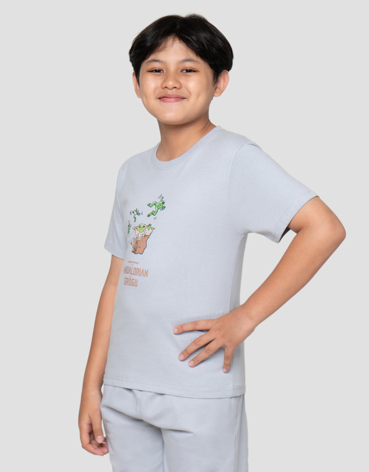 Star Wars Grogu Attack Print Kaos Anak Laki-Laki