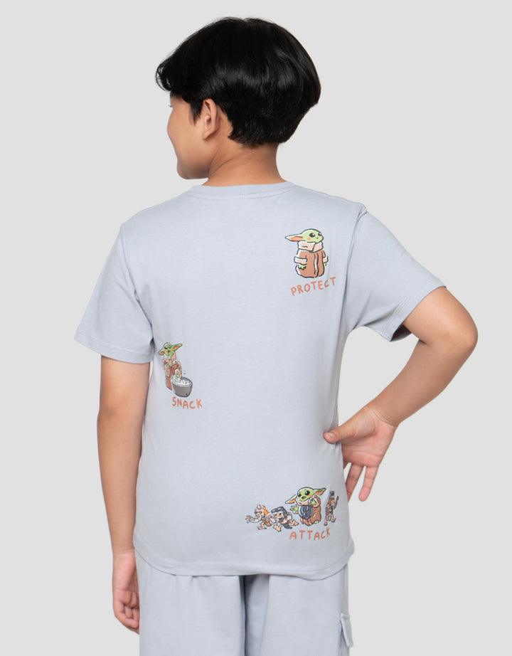 Star Wars Grogu Attack Print Kaos Anak Laki-Laki