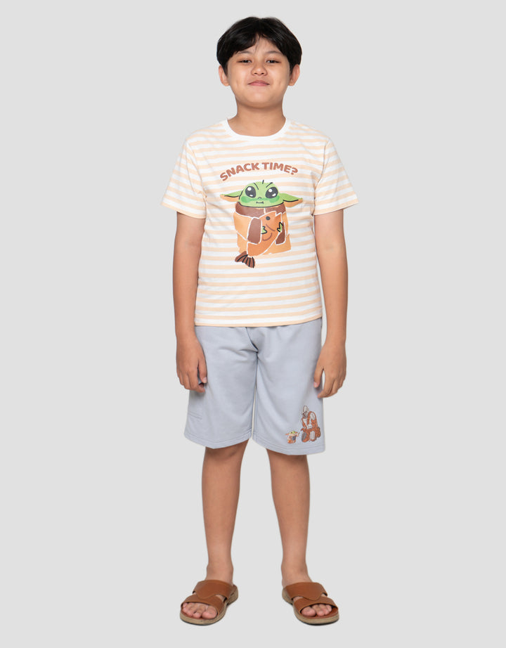 Star Wars Grogu Salur Print Kaos Anak Laki-Laki
