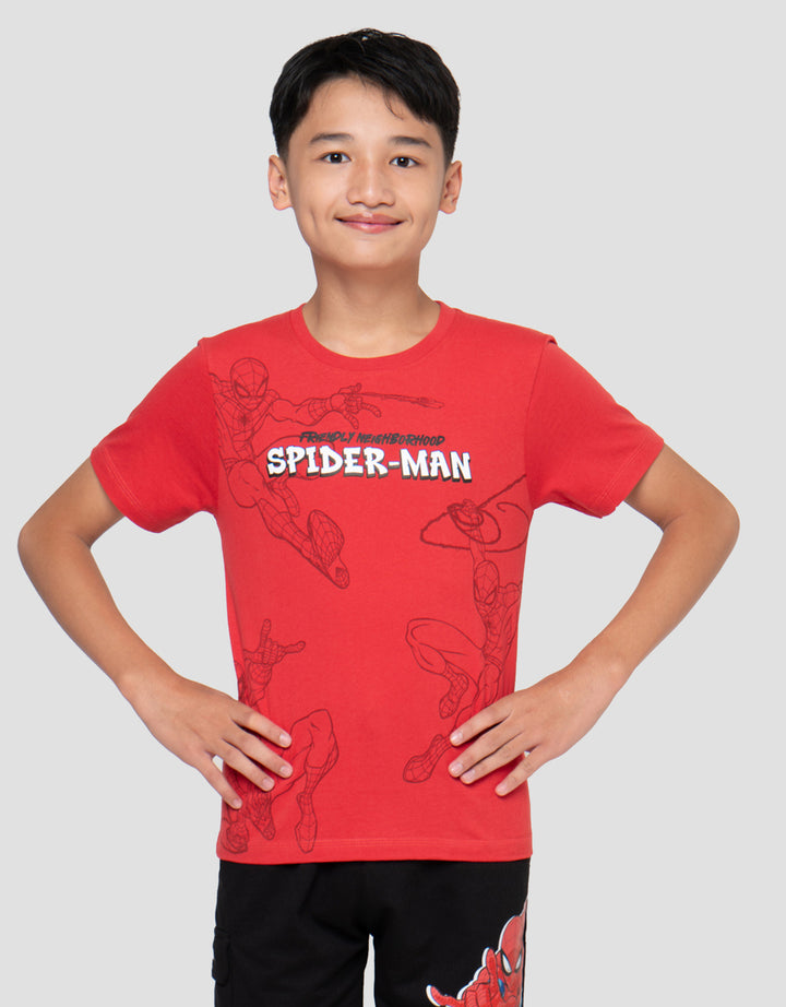 Marvel Print Spiderman Logo Attack Kaos Anak Laki-laki