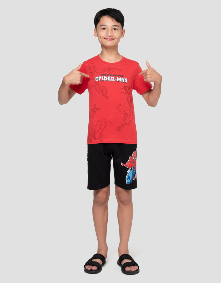 Marvel Print Spiderman Logo Attack Kaos Anak Laki-laki