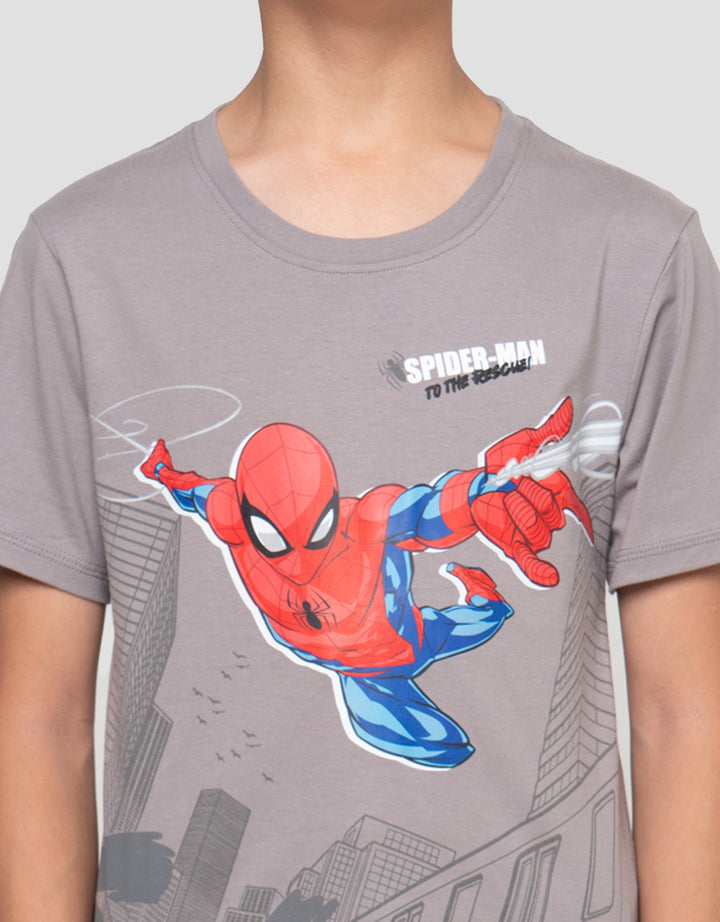 Marvel Print Spiderman Fly Attack Kaos Anak Laki-laki