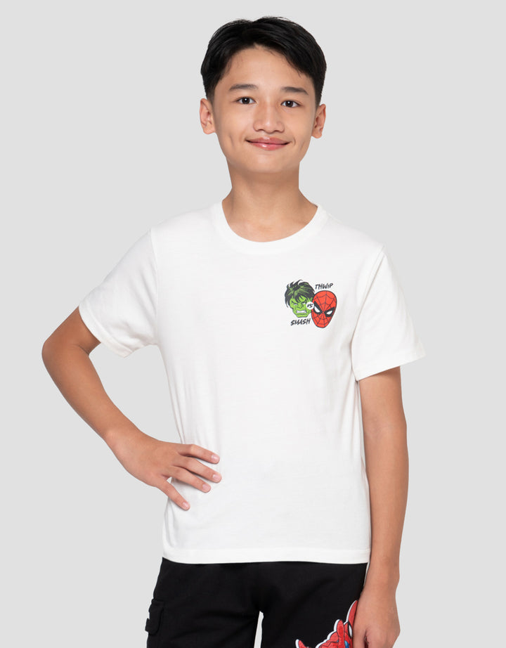 Marvel Print Spiderman Hulk Head Kaos Anak Laki-laki