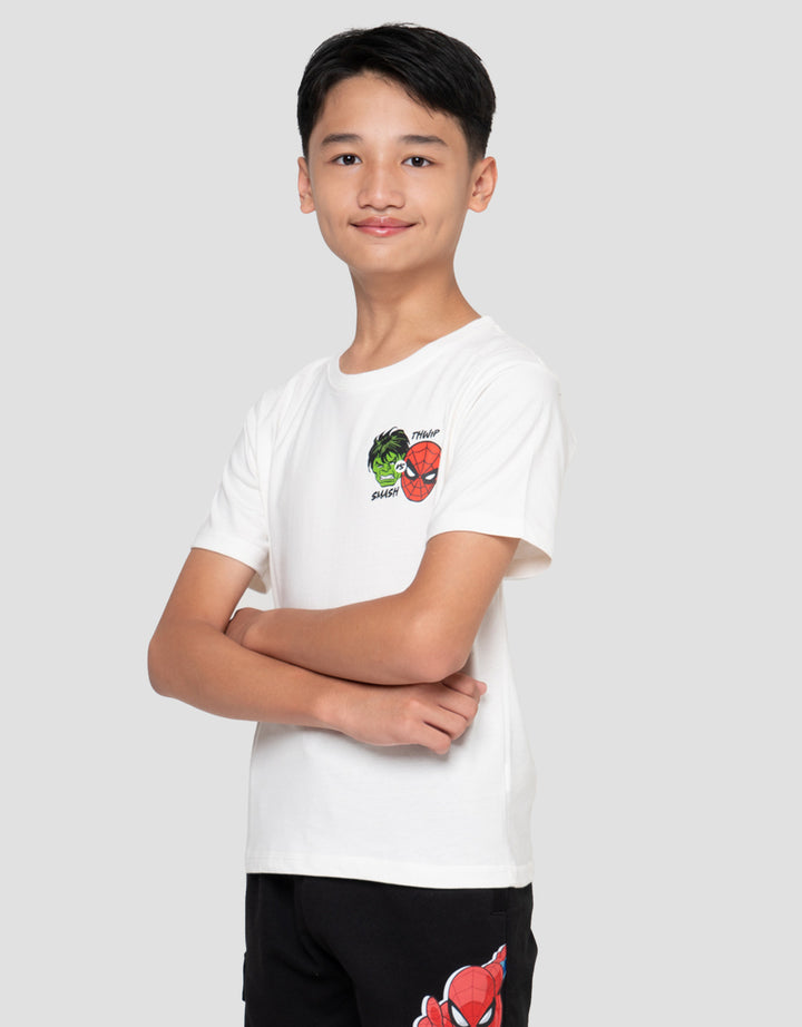 Marvel Print Spiderman Hulk Head Kaos Anak Laki-laki