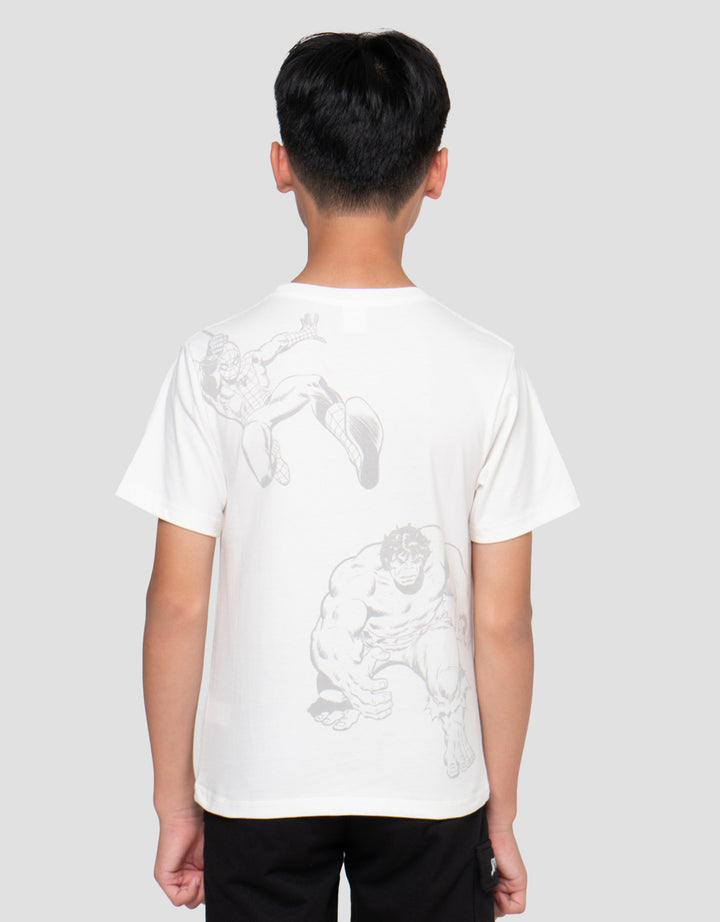 Marvel Print Spiderman Hulk Head Kaos Anak Laki-laki