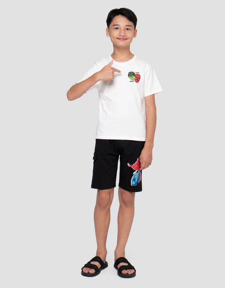 Marvel Print Spiderman Hulk Head Kaos Anak Laki-laki