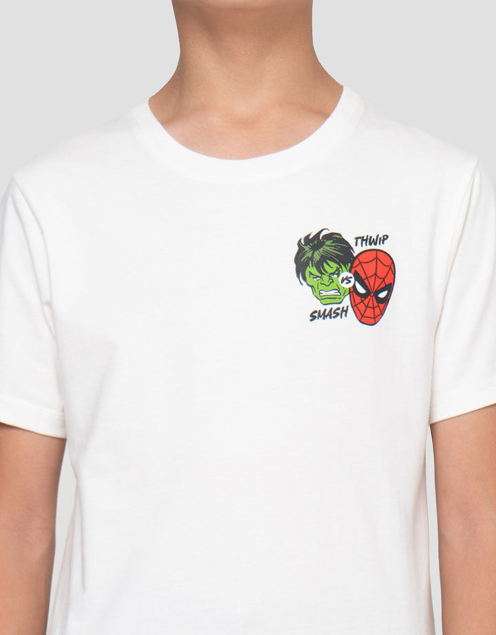 Marvel Print Spiderman Hulk Head Kaos Anak Laki-laki