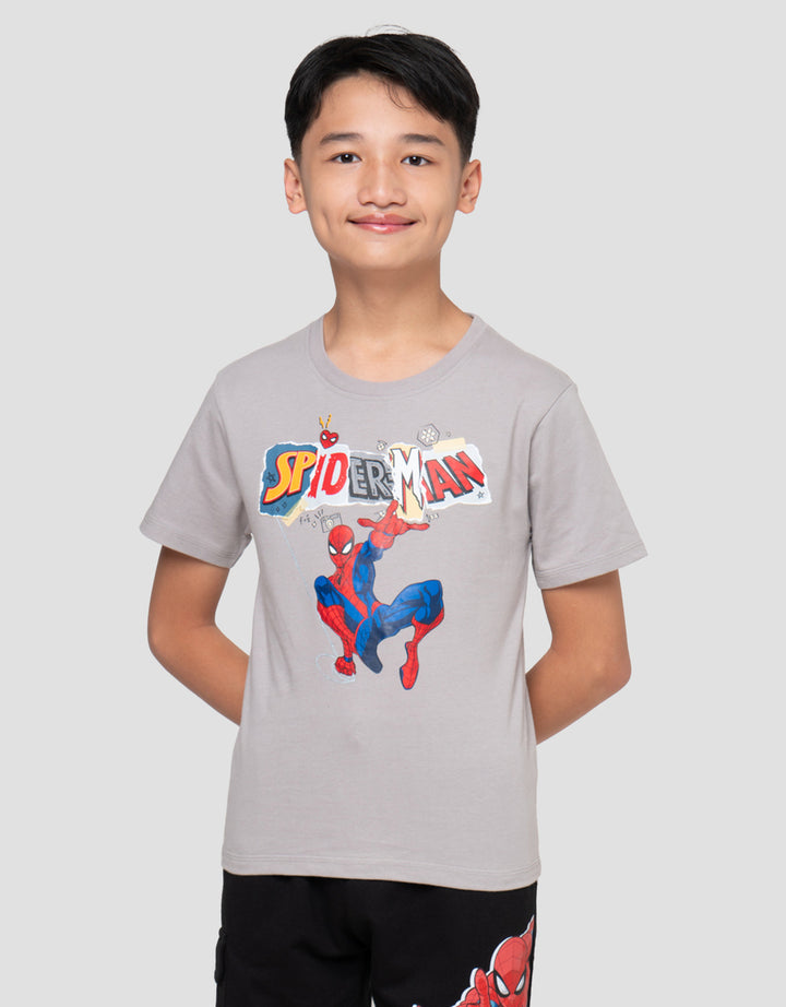 Marvel Print Spiderman Fly Action Kaos Anak Laki-laki