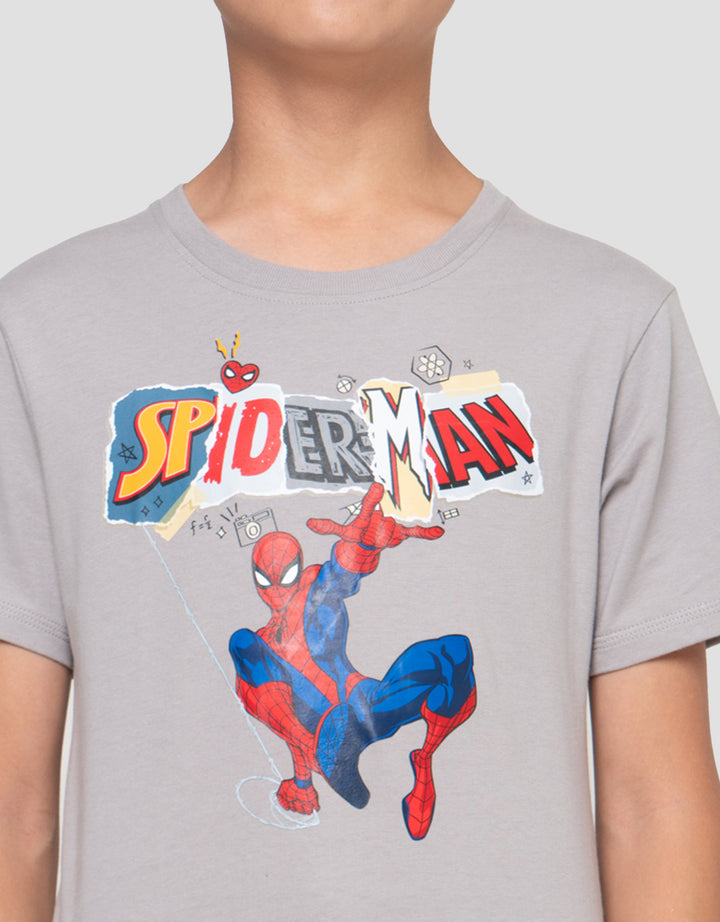 Marvel Print Spiderman Fly Action Kaos Anak Laki-laki