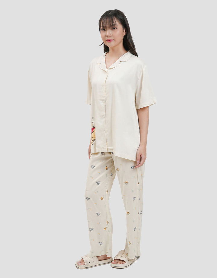 Disney Pooh Smell The Flower Viscose Setelan Piyama Wanita
