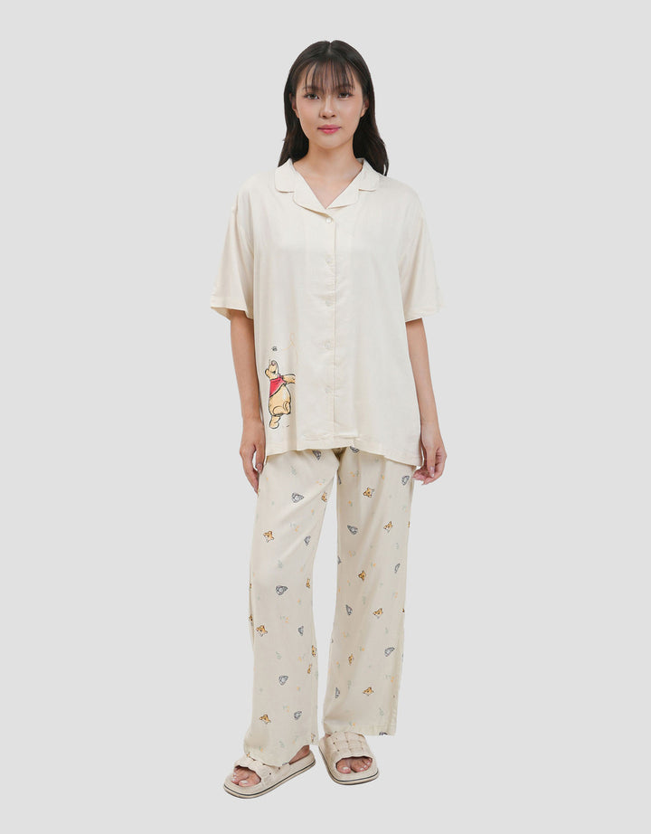 Disney Pooh Smell The Flower Viscose Setelan Piyama Wanita