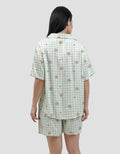 Disney Pooh Flowery Gingham Setelan Piyama Wanita