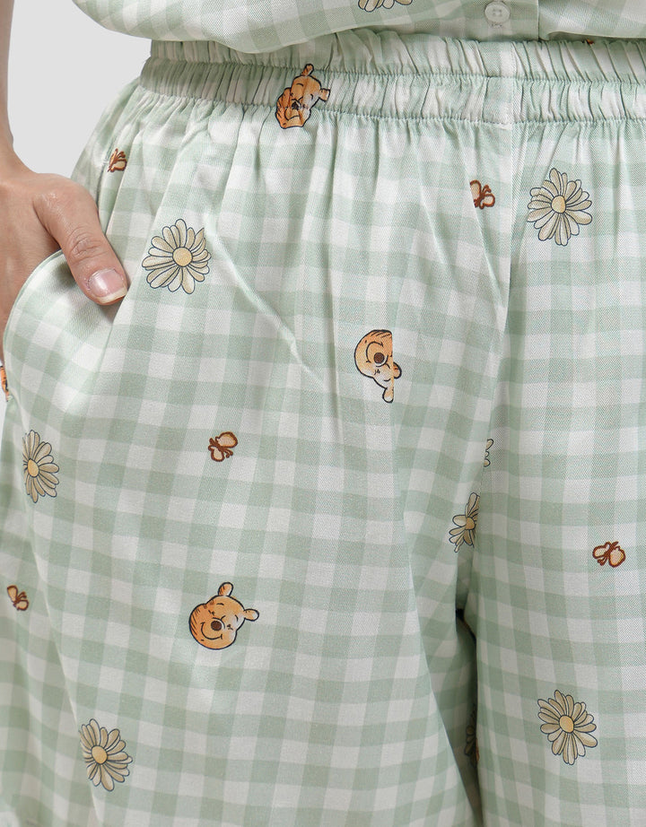 Disney Pooh Flowery Gingham Setelan Piyama Wanita