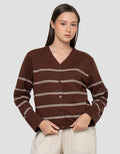 Connexion Garis V Neck Cardigan Wanita