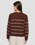 Connexion Garis V Neck Cardigan Wanita