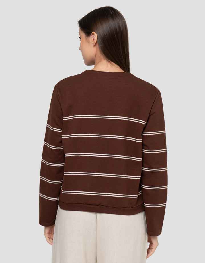 Connexion Garis V Neck Cardigan Wanita