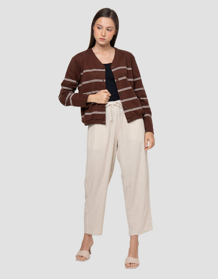 Connexion Garis V Neck Cardigan Wanita