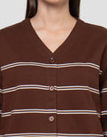 Connexion Garis V Neck Cardigan Wanita