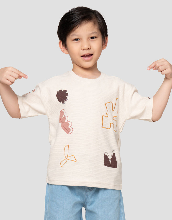Little M Tex Bdr Geometri Print Kaos Oversize Anak Laki-laki