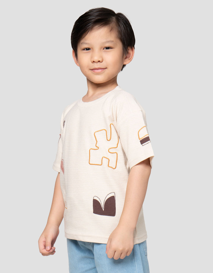 Little M Tex Bdr Geometri Print Kaos Oversize Anak Laki-laki
