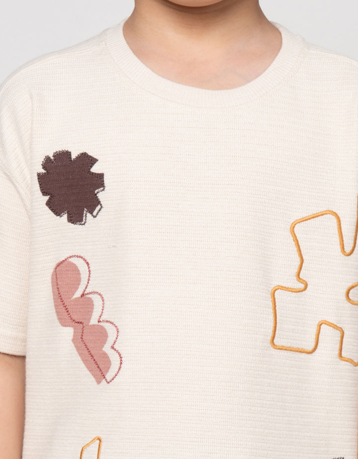 Little M Tex Bdr Geometri Print Kaos Oversize Anak Laki-laki