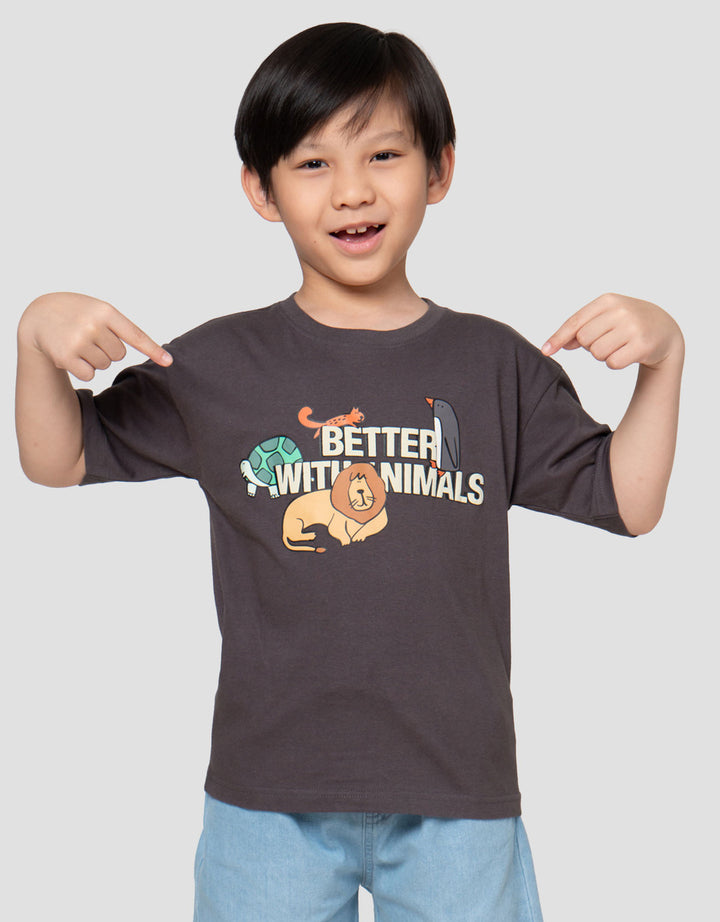 Little M Better With Animal Print Kaos Oversize Anak Laki-laki