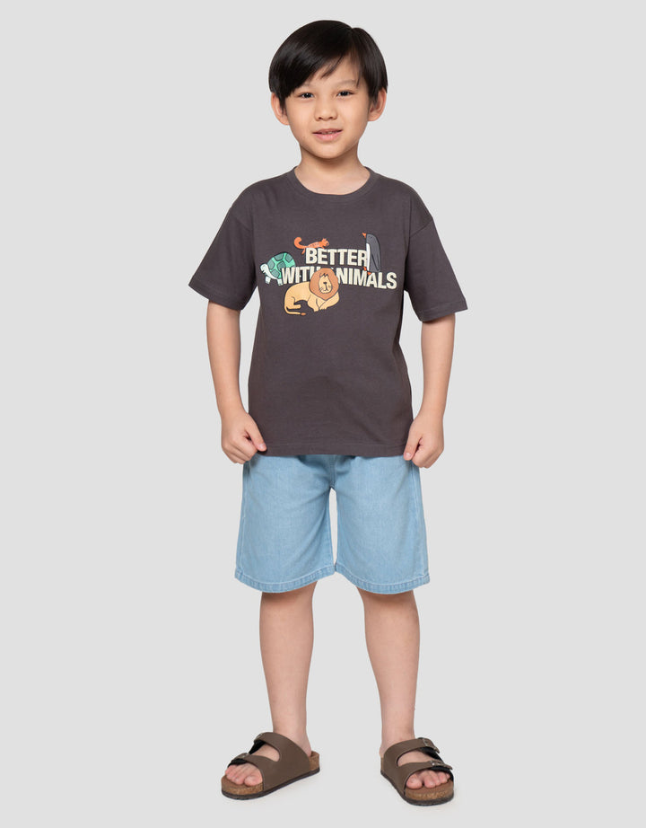Little M Better With Animal Print Kaos Oversize Anak Laki-laki