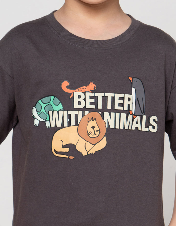 Little M Better With Animal Print Kaos Oversize Anak Laki-laki