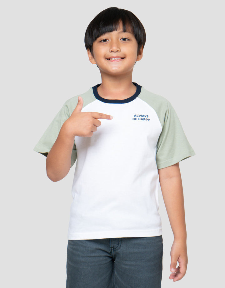 Little M Reglan Always Be Happy Print Kaos Anak Laki-laki