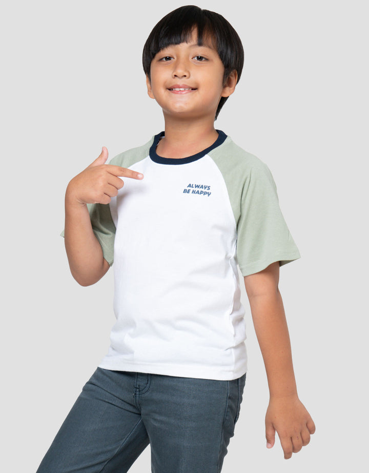 Little M Reglan Always Be Happy Print Kaos Anak Laki-laki