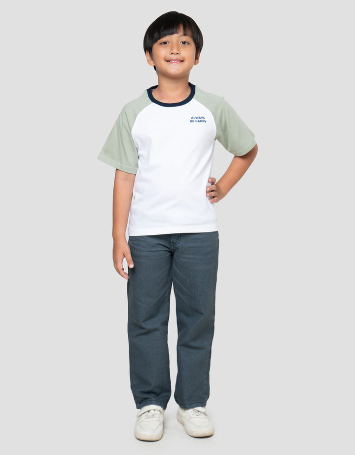 Little M Reglan Always Be Happy Print Kaos Anak Laki-laki