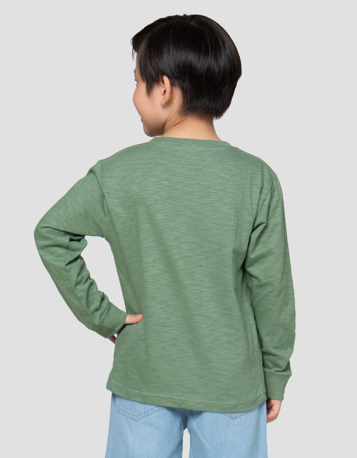 Little M Slub Rib Pls Bdr Smile Print Kaos Anak Laki-laki