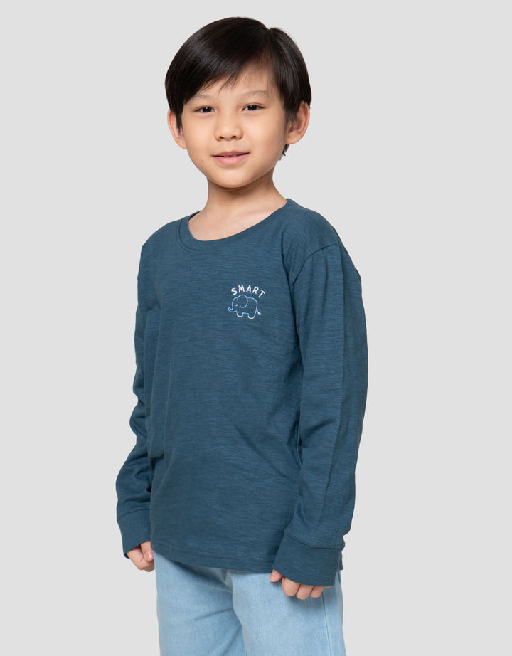 Little M Slub Rib Pls Bdr Smart Print Kaos Anak Laki-laki