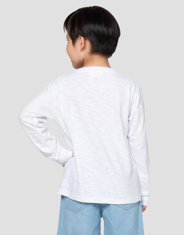 Little M Slub Rib Pls Bdr Hello Print Kaos Anak Laki-laki