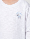 Little M Slub Rib Pls Bdr Hello Print Kaos Anak Laki-laki