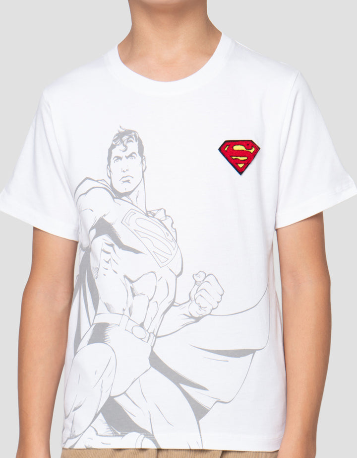 Character Superman Logo Bordir Kaos Anak Laki-Laki