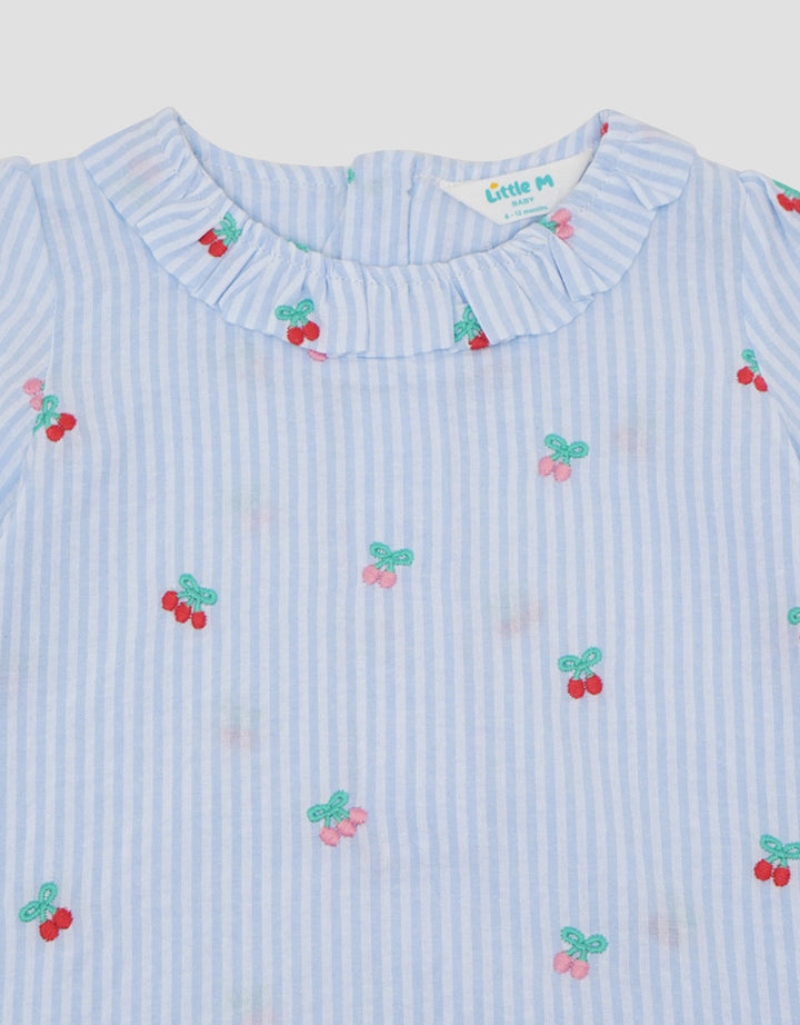 Little M Textured Cherry Dress Anak Bayi