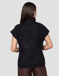 Connexion Suede Waist Drawstring Vest Wanita