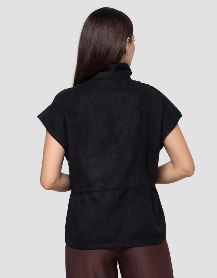 Connexion Suede Waist Drawstring Vest Wanita