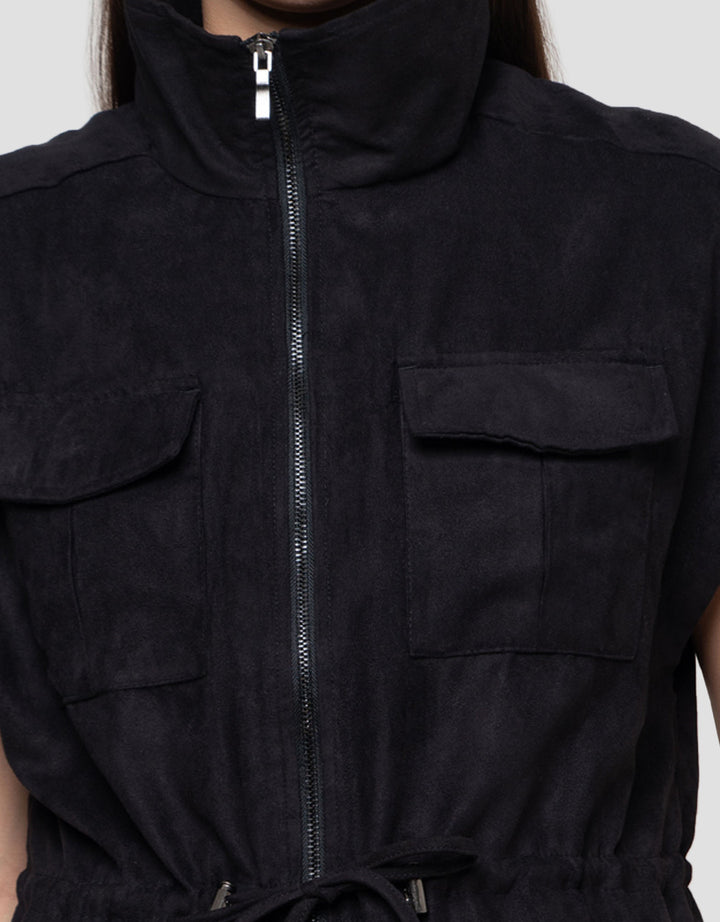 Connexion Suede Waist Drawstring Vest Wanita