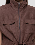 Connexion Suede Waist Drawstring Vest Wanita