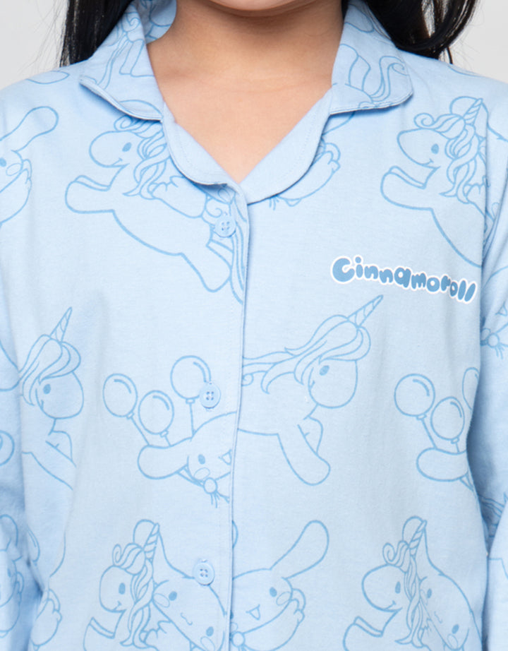 Character Print Cinnamoroll Pakaian Set Piyama Anak Perempuan
