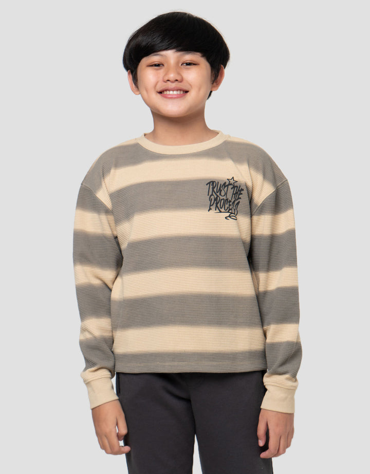 Nevada Knit Texture Gradient Stripe Sweater Anak Laki-Laki