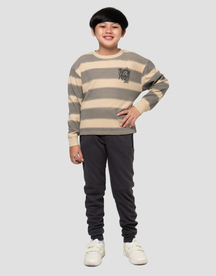Nevada Knit Texture Gradient Stripe Sweater Anak Laki-Laki