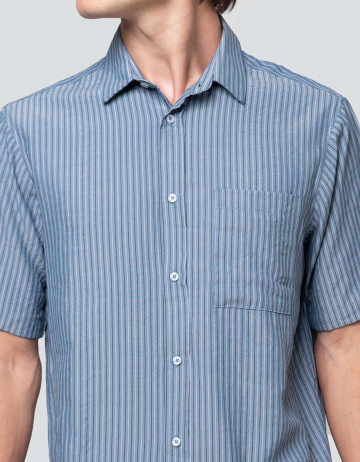 Cole Re Yarn Dyed Stripe Kemeja Pria