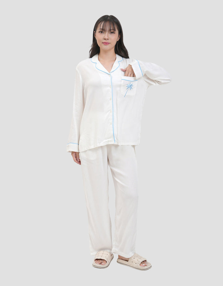 Nevada Palm Embro Detailed Viscose Setelan Piyama Wanita