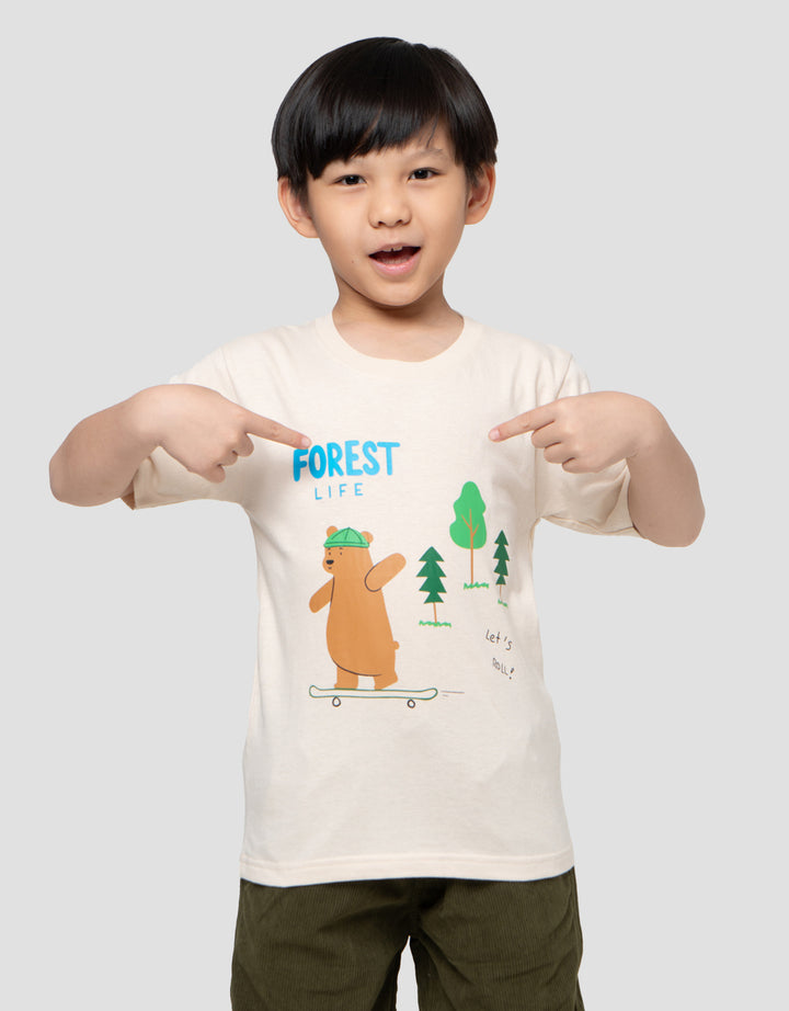 Little M Forest Life Print Kaos Anak Laki-laki