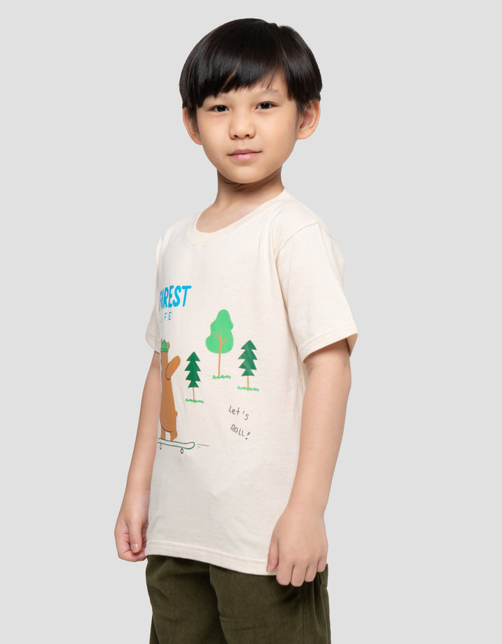 Little M Forest Life Print Kaos Anak Laki-laki