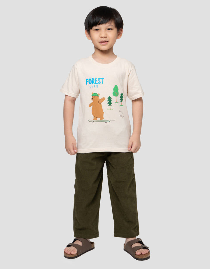 Little M Forest Life Print Kaos Anak Laki-laki