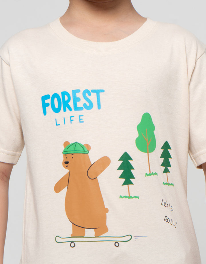 Little M Forest Life Print Kaos Anak Laki-laki